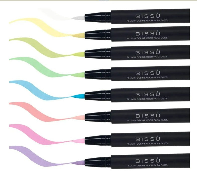 Kit Plumín Delineador Para Ojos Tonos Pastel Bissú 8pz