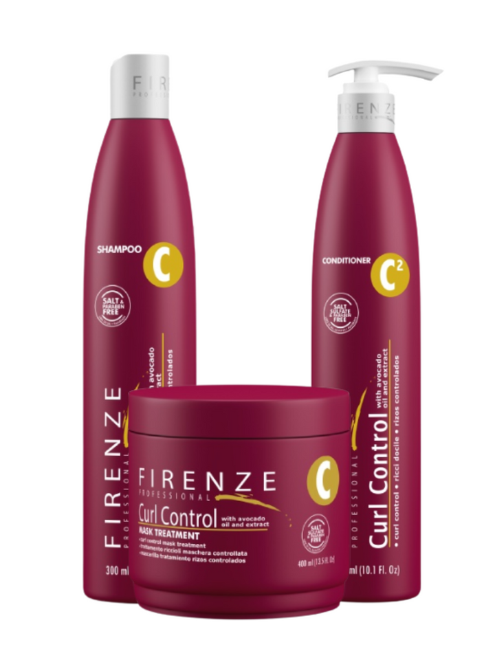 Kit de Cuidado Capilar para Cabello Rizado FIRENZE - Shampoo, Acondicionador y Mascarilla