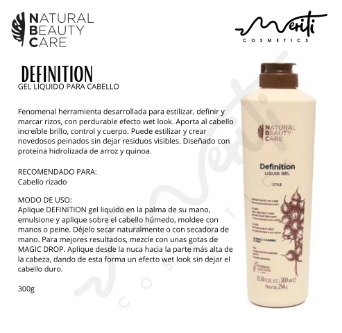 Definition Gel para cabello rizo 300ml - Meriti Cosmetics