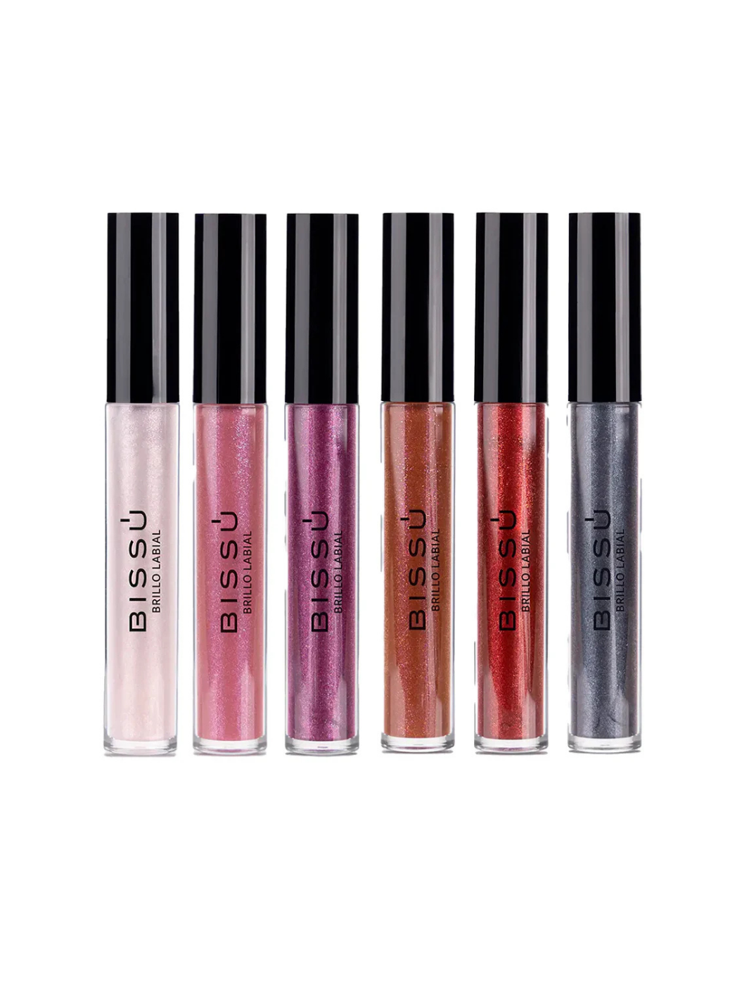 Kit Brillo Labial Con Glitter 6 Tonos Bissù
